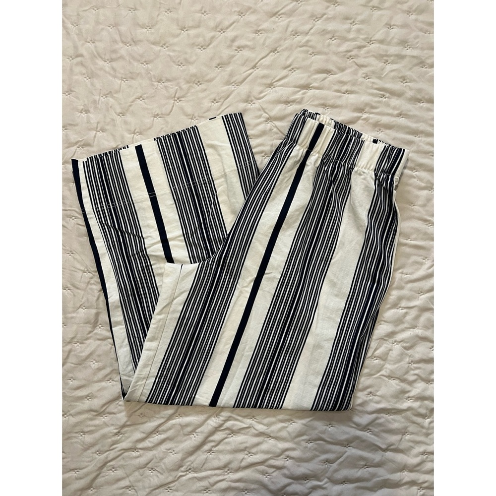 H&M Black and White Wide-Leg Striped Pants